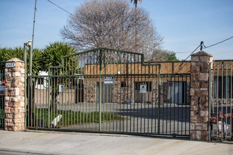 The front gate of the Walden House Rehabilitation Center in El Monte on Feb. 4, 2023. Photo by Larry Valenzuela, CalMatters/CatchLight Local