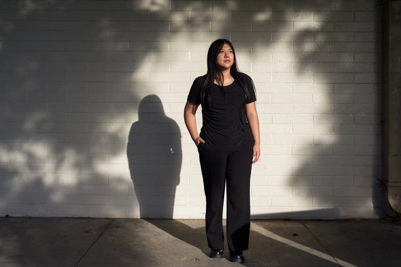 Ashley Estrada, 18, will graduate from Diego Rivera High School in South LA in 2024. A technical error is currently blocking students whose parents don’t have a social security number from completing their FAFSA forms, and Estrada is one of the students affected. Feb. 9, 2024. Photo by Lauren Justice for CalMatters