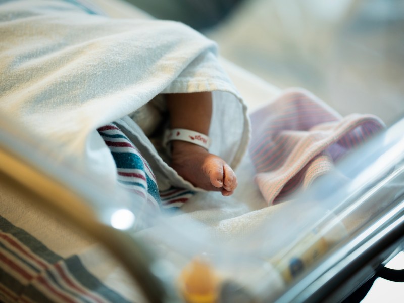 A new born baby at Martin Luther King Community Hospital, in Los Angeles, on March 22, 2024. Photo by Jules Hotz for CalMatters