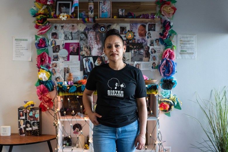 Julia Arroyo, executive director of the Young Women's Freedom Center, in downtown San Francisco on April 10, 2024. Photo by Laure Andrillon for CalMatters