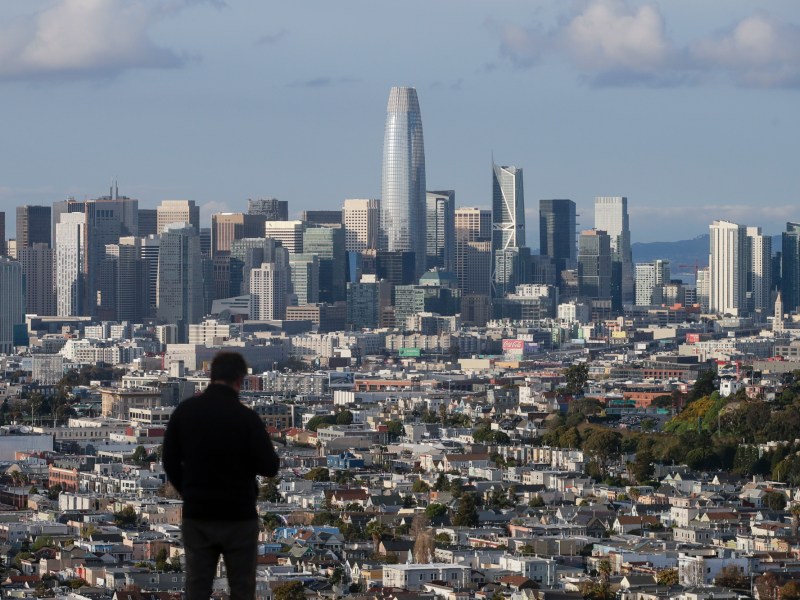 The skyline of San Francisco as seen from Bernal Heights Hill on March 16, 2020. Photo by Jeff Chiu, AP Photo