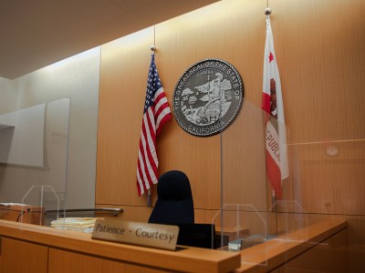 A courtroom at the San Diego County Superior Court in San Diego on Oct. 9, 2023. Photo by Adriana Heldiz, CalMatters