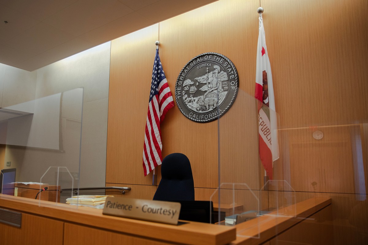 A courtroom at the San Diego County Superior Court in San Diego on Oct. 9, 2023. Photo by Adriana Heldiz, CalMatters