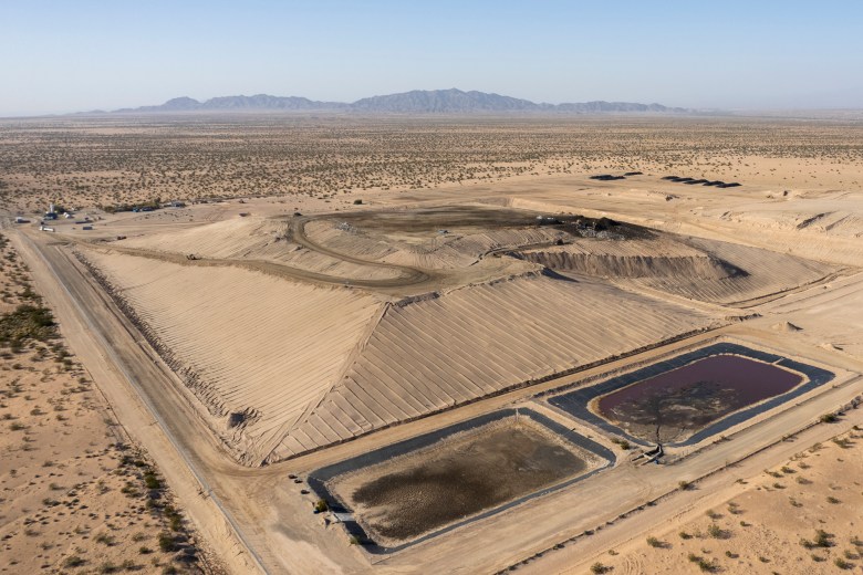 The La Paz County Regional Landfill, with the Colorado River Indian Tribes Reservation land in the background, in Arizona on Nov. 29, 2022. Photo by Miguel Gutierrez Jr., CalMatters